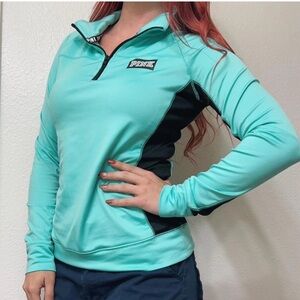PINK Victoria's Secret Women's Aqua and Black Pullover Top